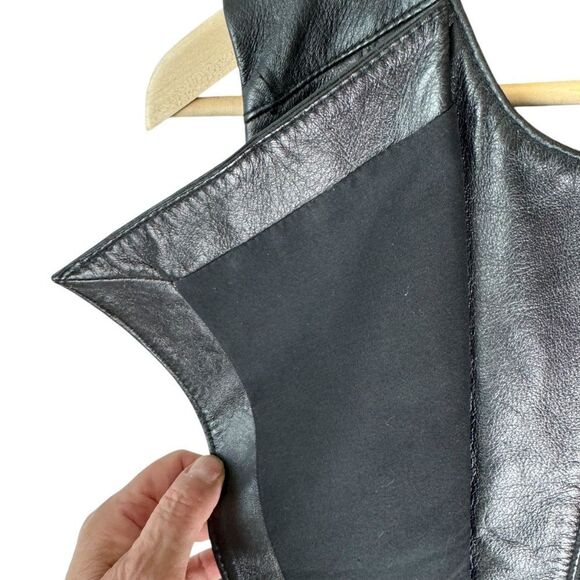 BCBG Max Azria Liu Black 100% Lamb Leather Zip Front Fitted Moto Vest Sz… - Picture 7 of 12